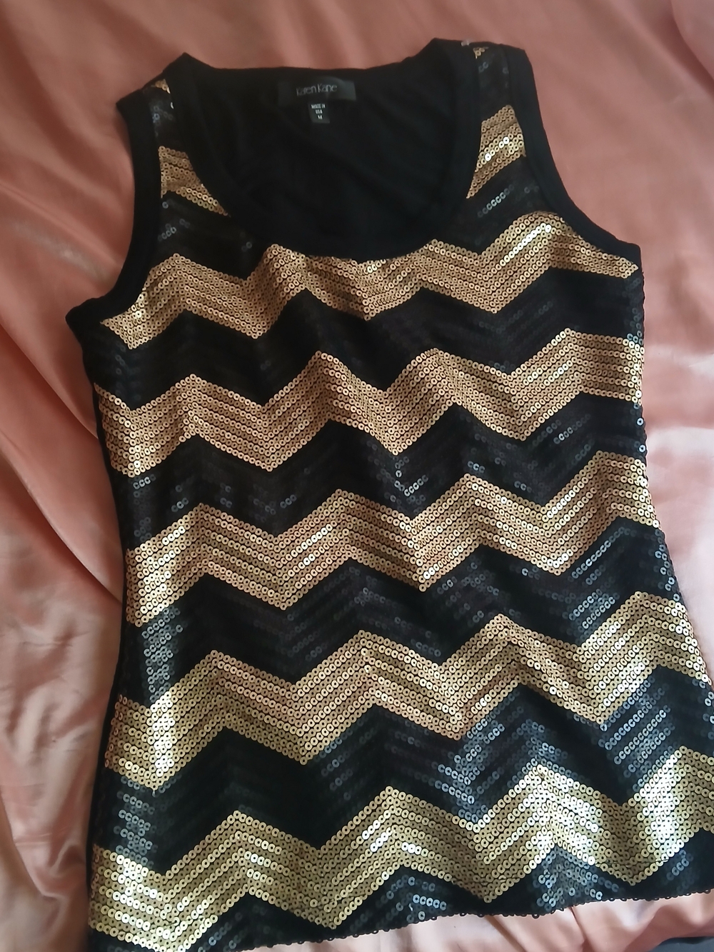 Karen Kane Black Top with Branded Neckline